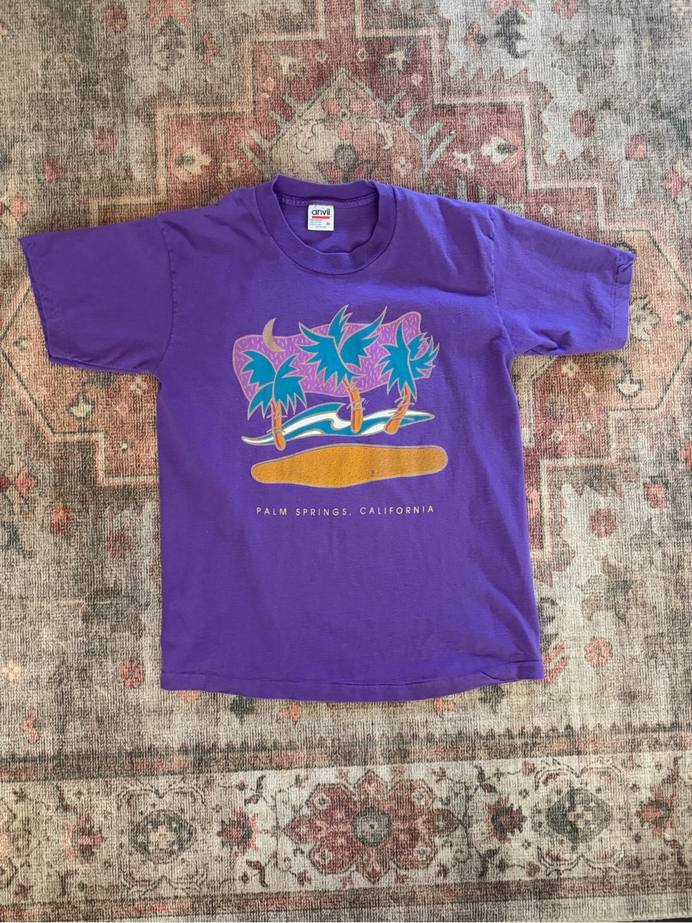 Anvil Purple Palm Springs Graphic Tee